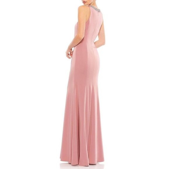 NWT IEENA for Mac Duggal Beaded Jeweled Crew Neck Sleeveless Sheath Gown… - Picture 2 of 15
